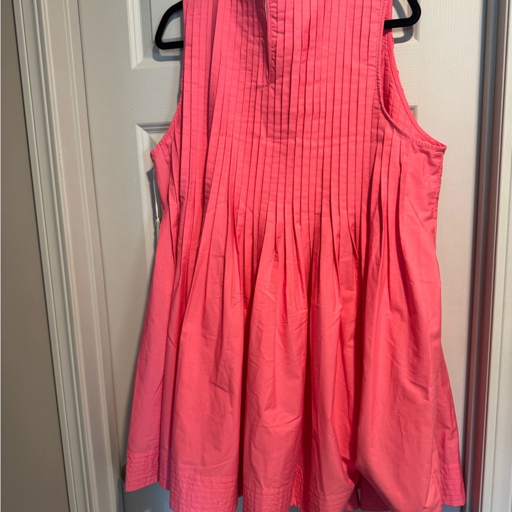 Free Assembly Coral-Pink Pleated Sleeveless Dress